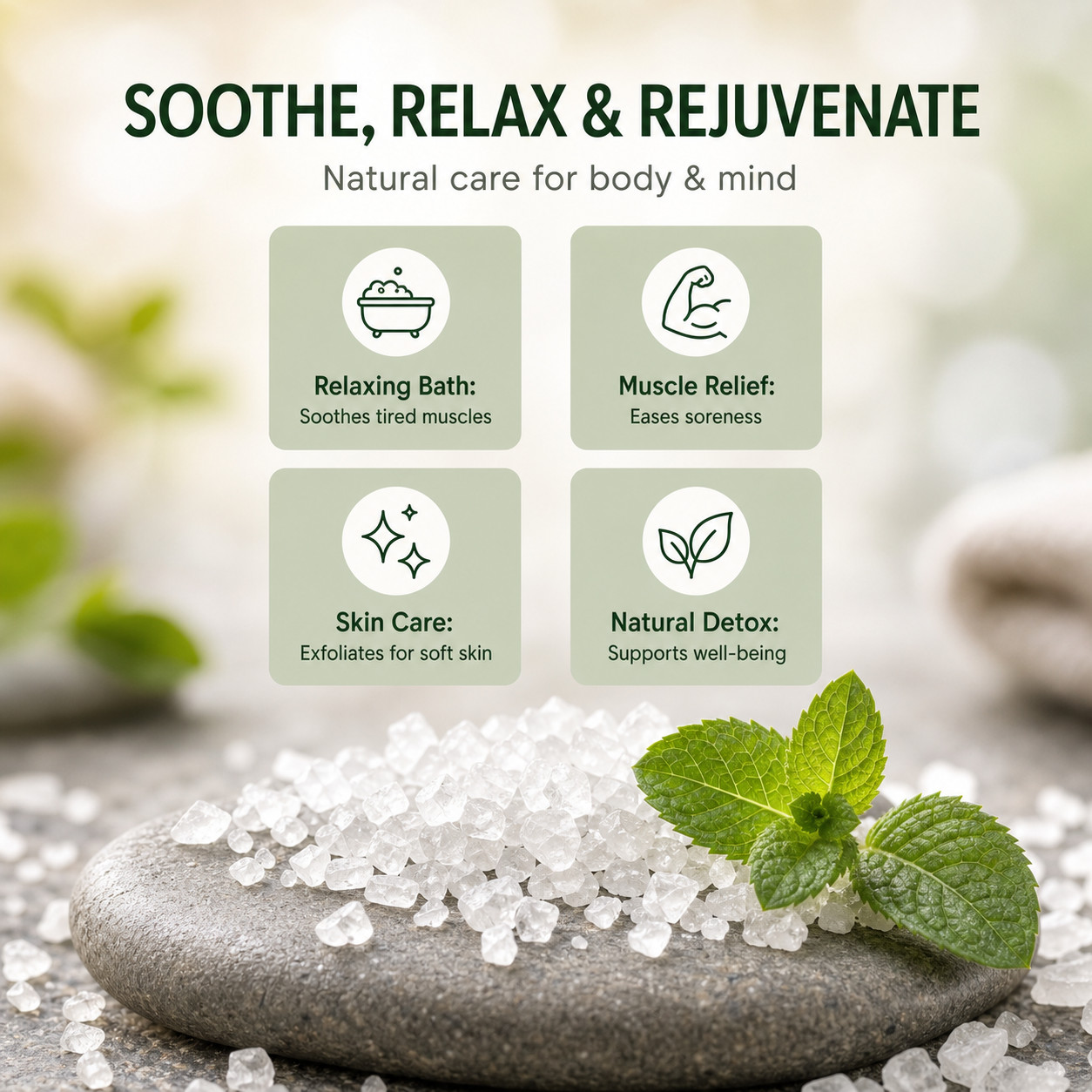 Soapeauty Epsom Salt (Magnesium Sulfate) 100% pure natural USP grade