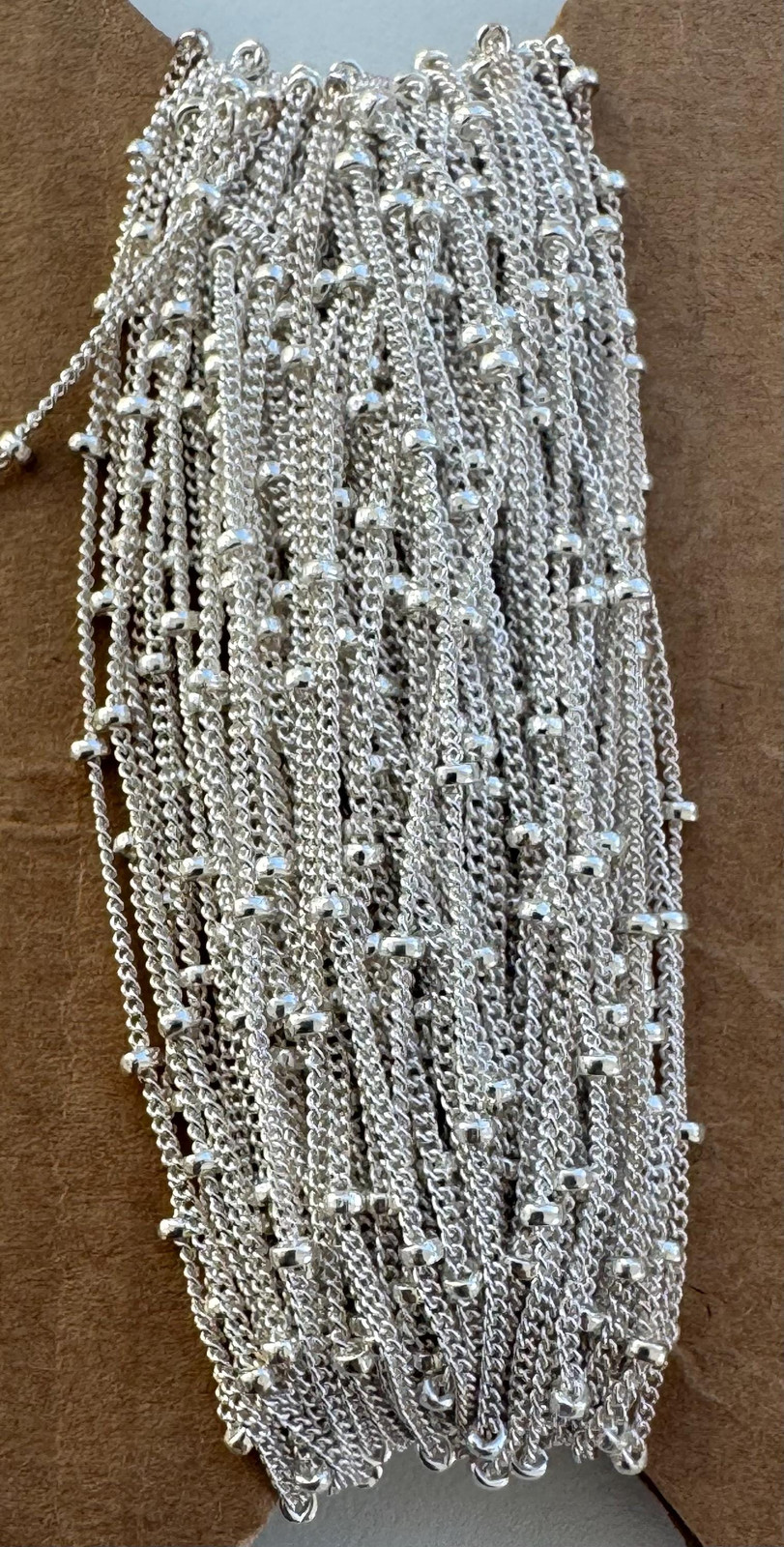 1mm x 1.9mm Ball Satellite Curb Chain Sterling Silver .925 by foot (C11082S)