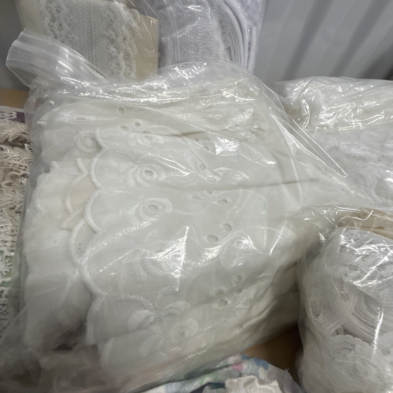 Huge Lot of Vintage Lace Crochet Ribbon Trim Edging Remnants Scraps Sewing Craft