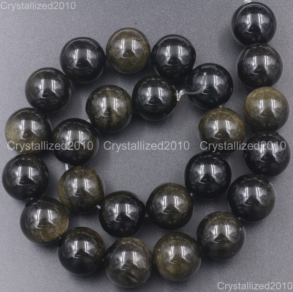 Natural Golden Obsidian Gemstone Round Beads 4mm 6mm 8mm 10mm 12mm 16mm 15.5″