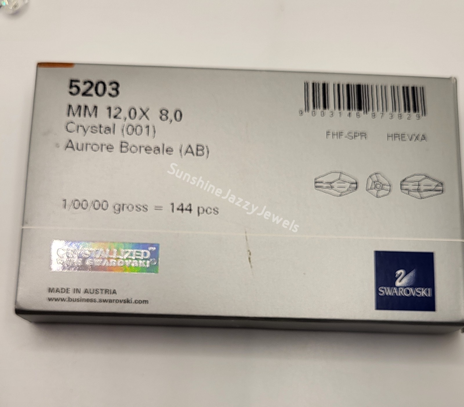 4pc Swarovski Crystal Clear AB Polygon 5203 Bead; 2 Sizes: 12x8mm or 18x12mm