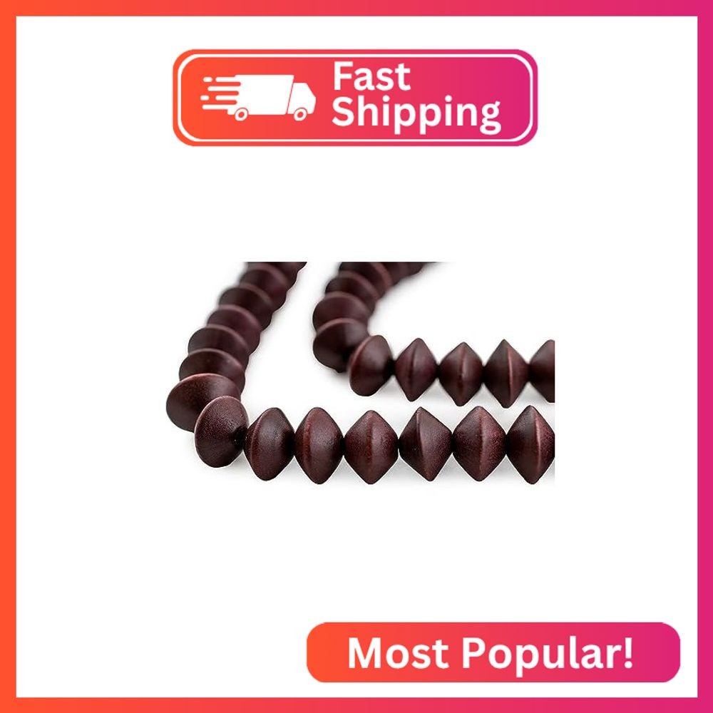 The Bead Chest Dark Brown Bicone Natural Wood Beads (10x15mm): Organic Eco-Frien