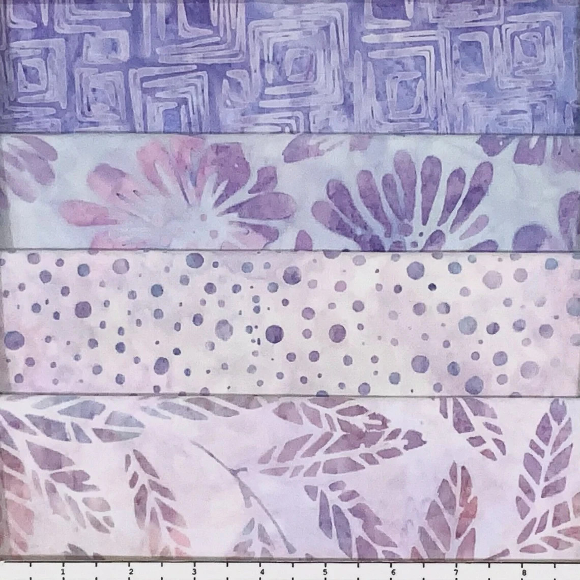 Lot of (4) 1 Yard Cuts 100% Cotton Quilting Batik Fabric Light Purple Blue #209B