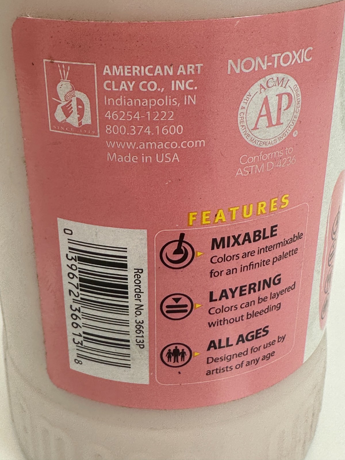 Amaco 36613P Teachers Palette Gloss Glaze – “Pig Pink” 16 fl.oz. Sealed Top