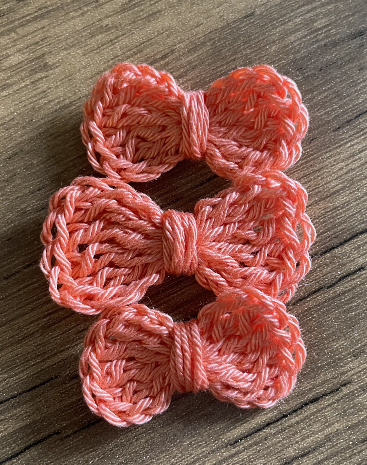 Crocheted Bows Appliqué Scrapbook Crafts Journal Cards Orange A155