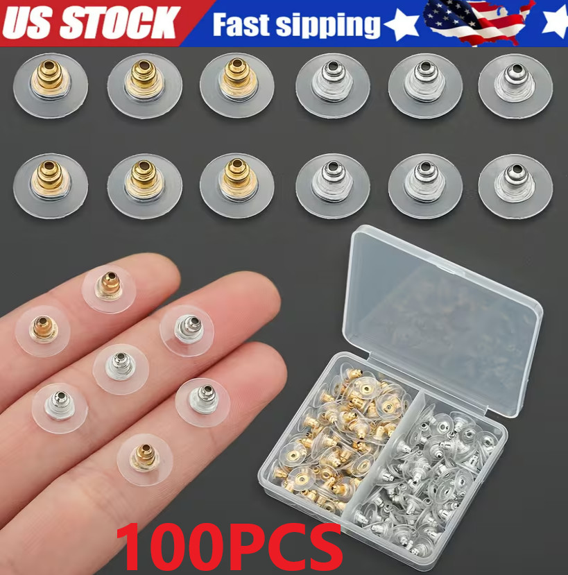 100 Pcs Metal Earring Clutch Jewelry Making Tools Back Stopper Backs with Pad