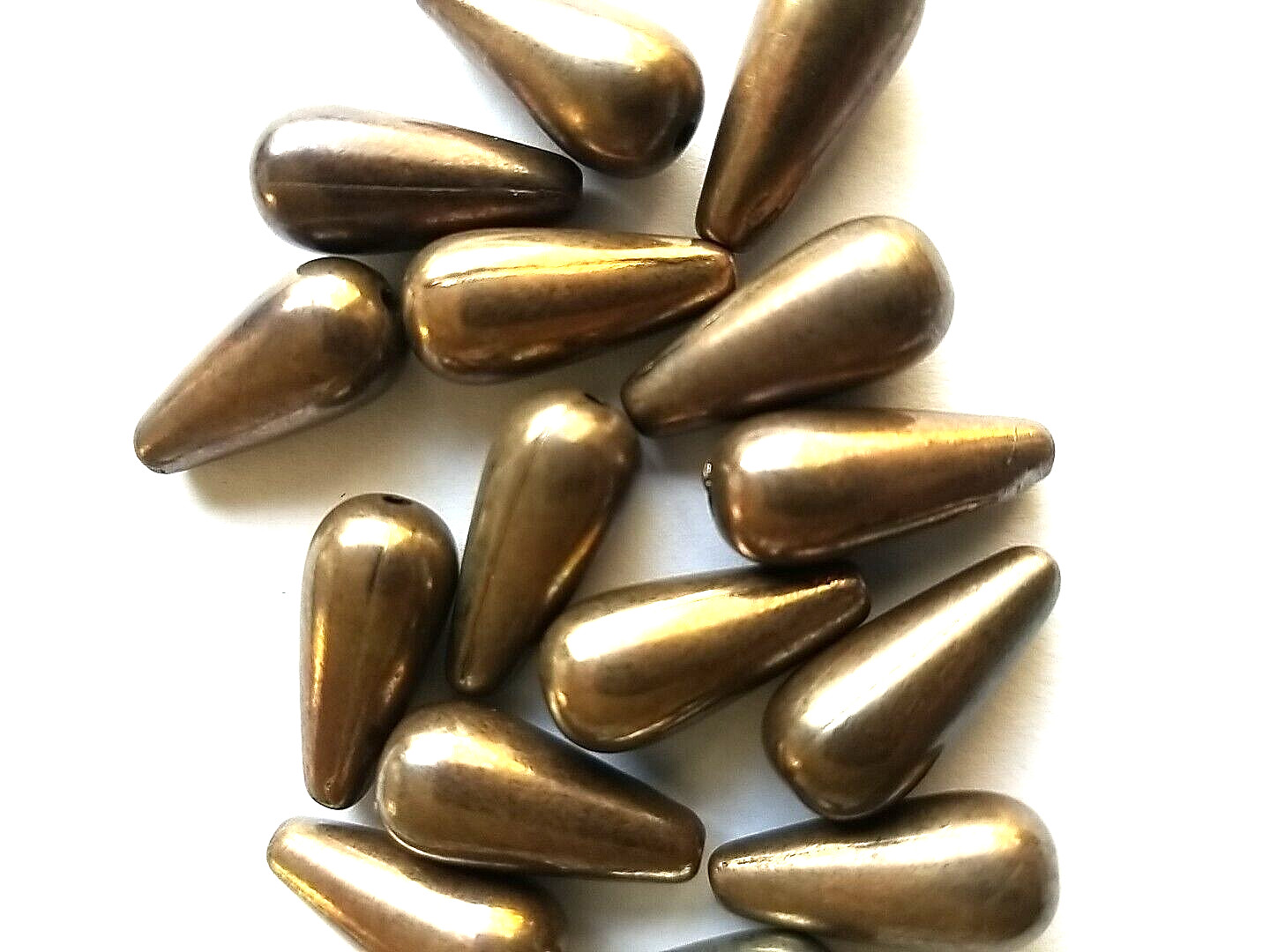 Teardrop Beads Metallic Bronze Tone 50 Pc. Lot Acrylic