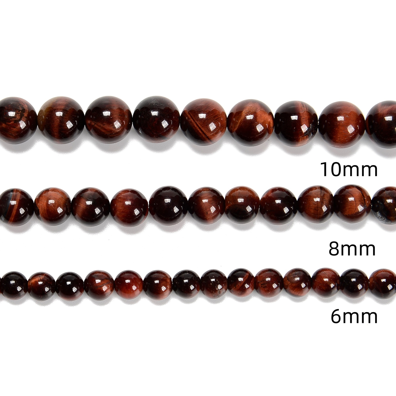 Red Tiger Eye Smooth Round Beads 4mm 6mm 8mm 10mm 12mm 15.5″ Strand