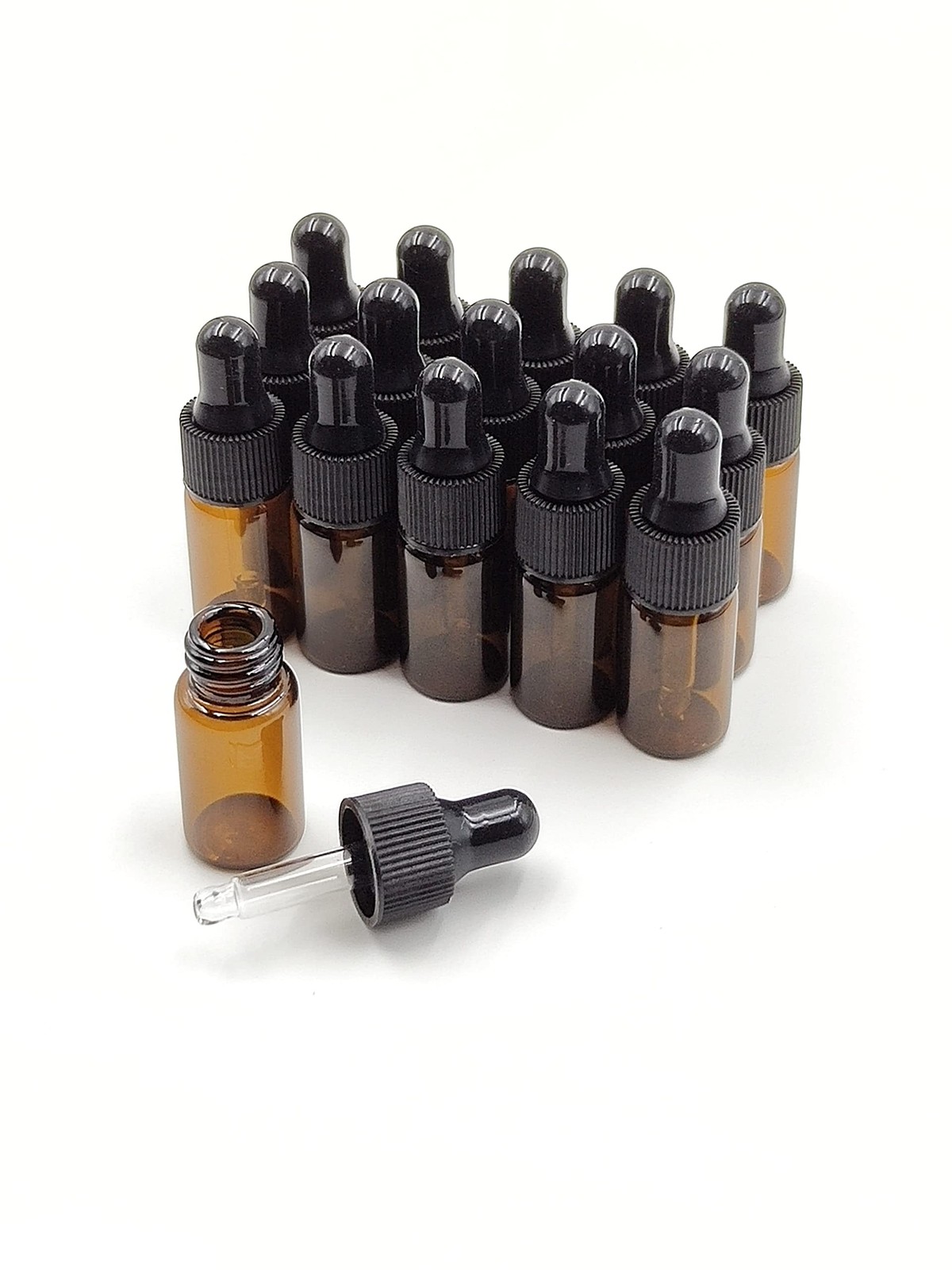 3ml Tiny Amber Glass Mini Dropper Bottles for Essential Oils, Cosmetics Vials