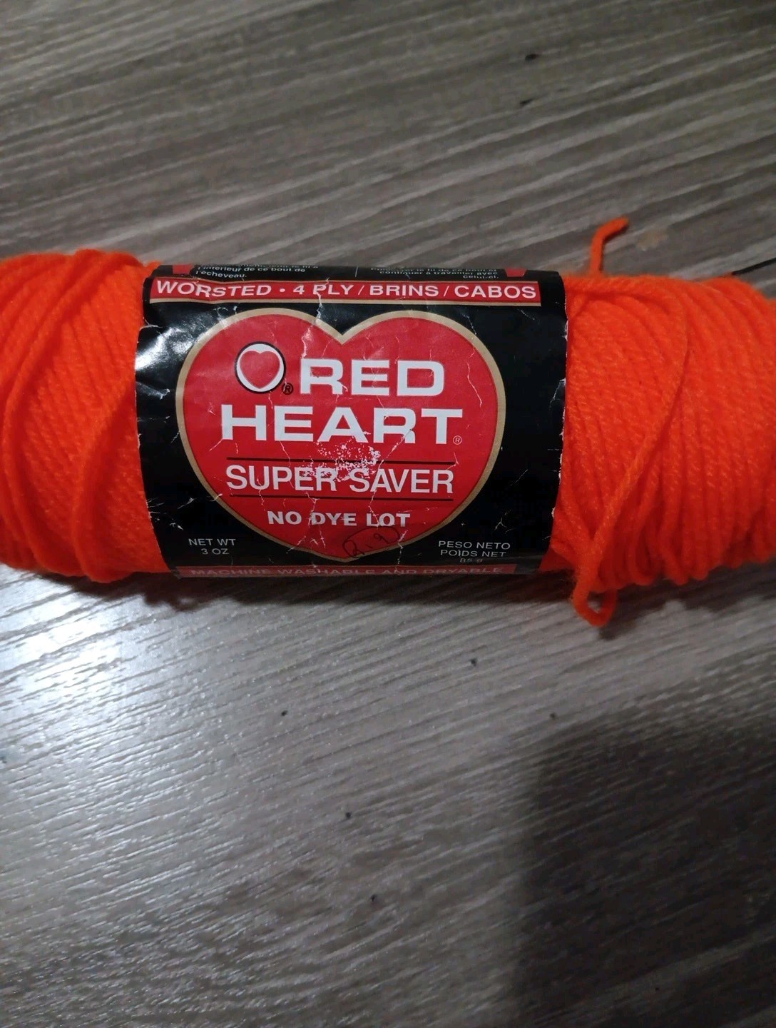 Red Heart Super Saver GREY HEATHER 5 Oz/244yd (New)+ VIBRANT ORANGE 2.9oz (Used)