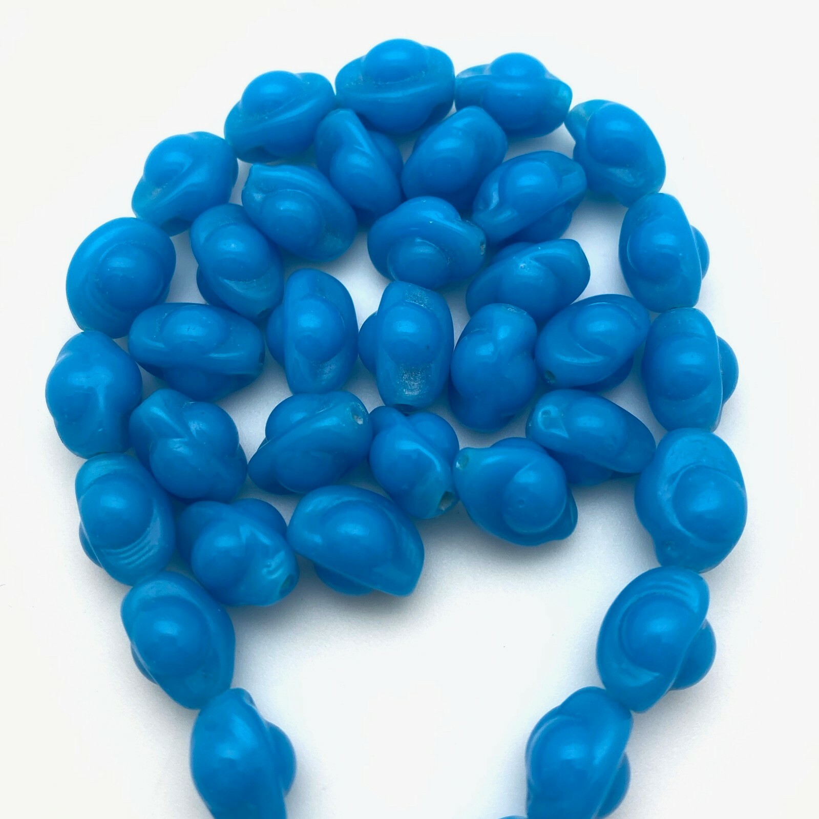 Vintage Blue “Cherry Brand” Oval Japanese Glass Beads (9x13mm) (BJG29)