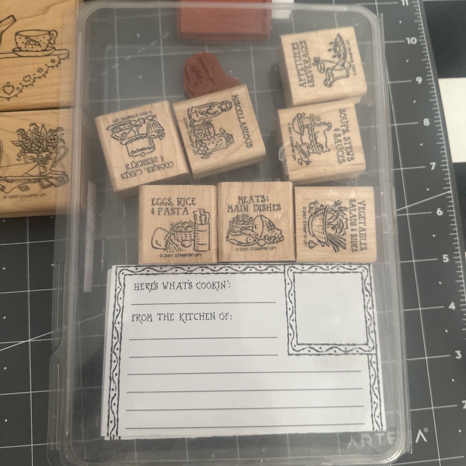 Lot of 22 TEA PARTY KITCHEN COOKING Theme Rubber Stamps + Blank Cards