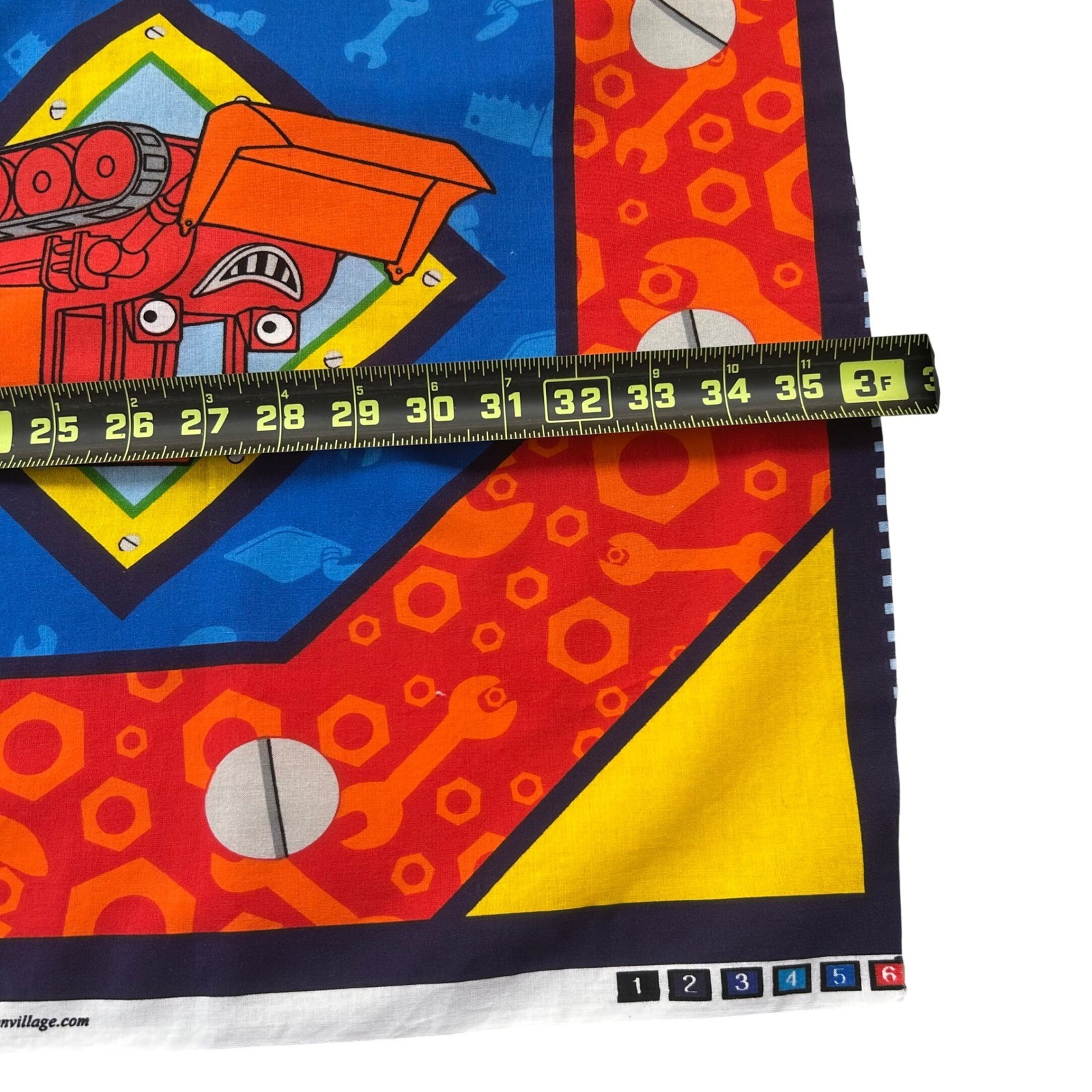 Cranston Print Works Bob the Builder Fabric Panel Kids OS Blue 2002 Vintage Y2K