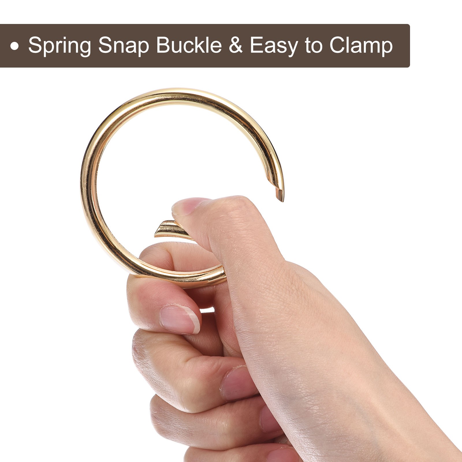 2pcs, Round Spring O Rings 2.32 Inch OD Trigger Buckle Snap Clips Light Golden