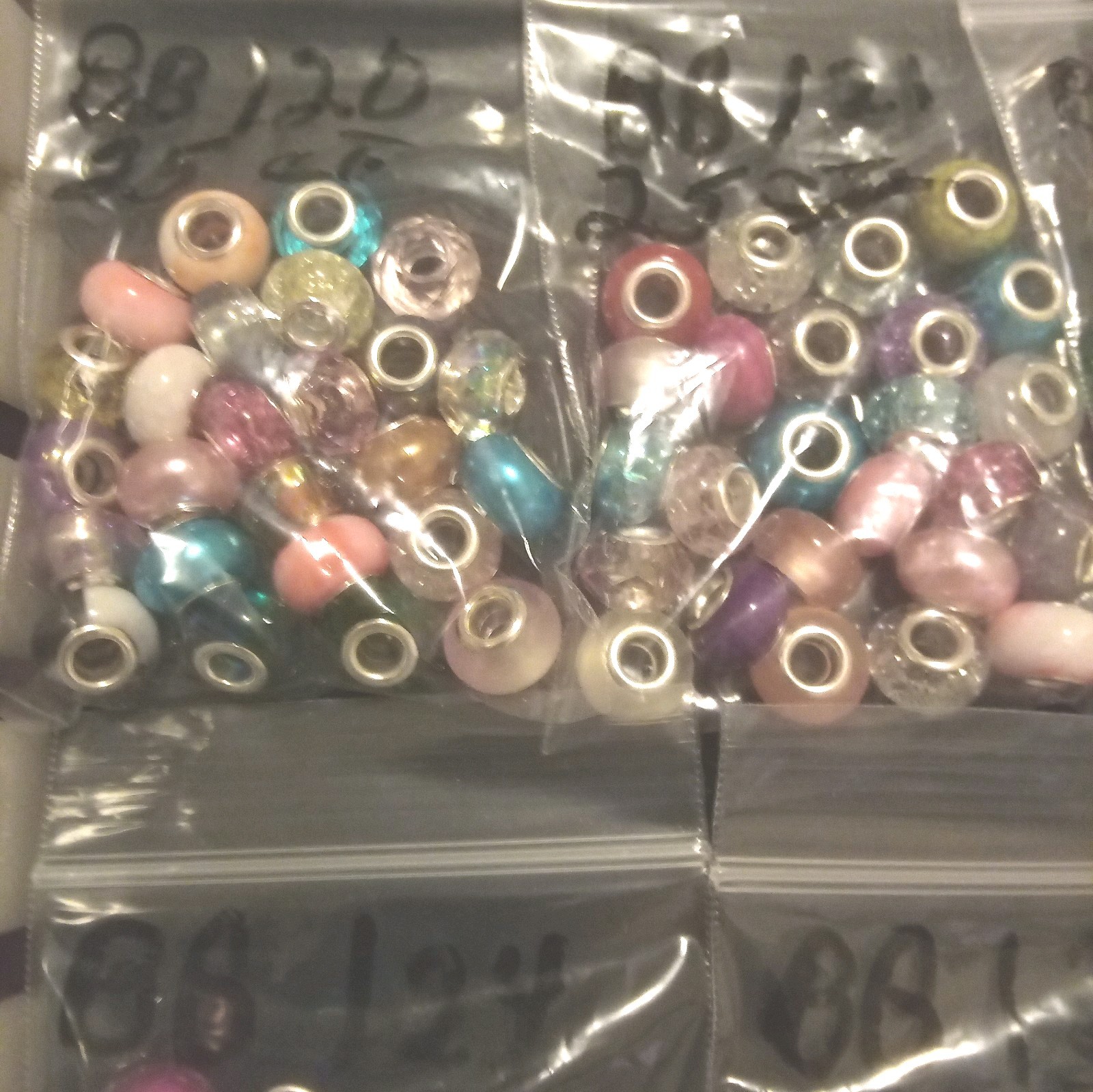 Large Hole European Beads Multi-Colors Silver lined. Item # A112 (25 count)