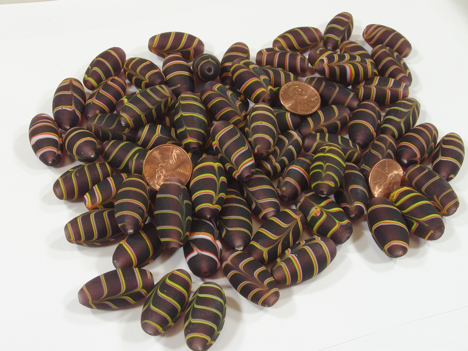 2 Pounds Purple Feather (14mm x 27mm) India Handmade Glass Beads (GP-22) ⭐