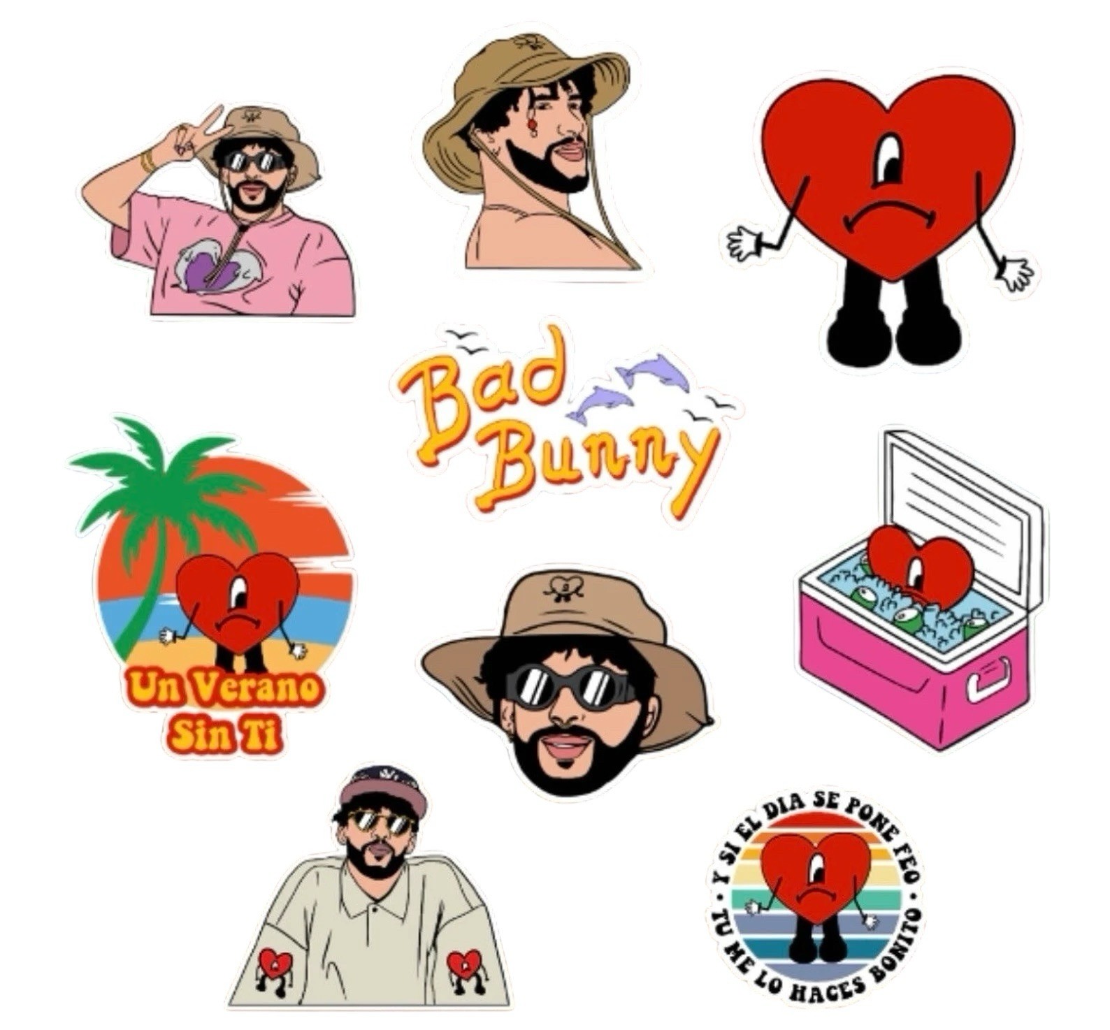 50pcs New Bad Bunny Doodle Stickers, Waterproof Stickers For Phone Laptop Car
