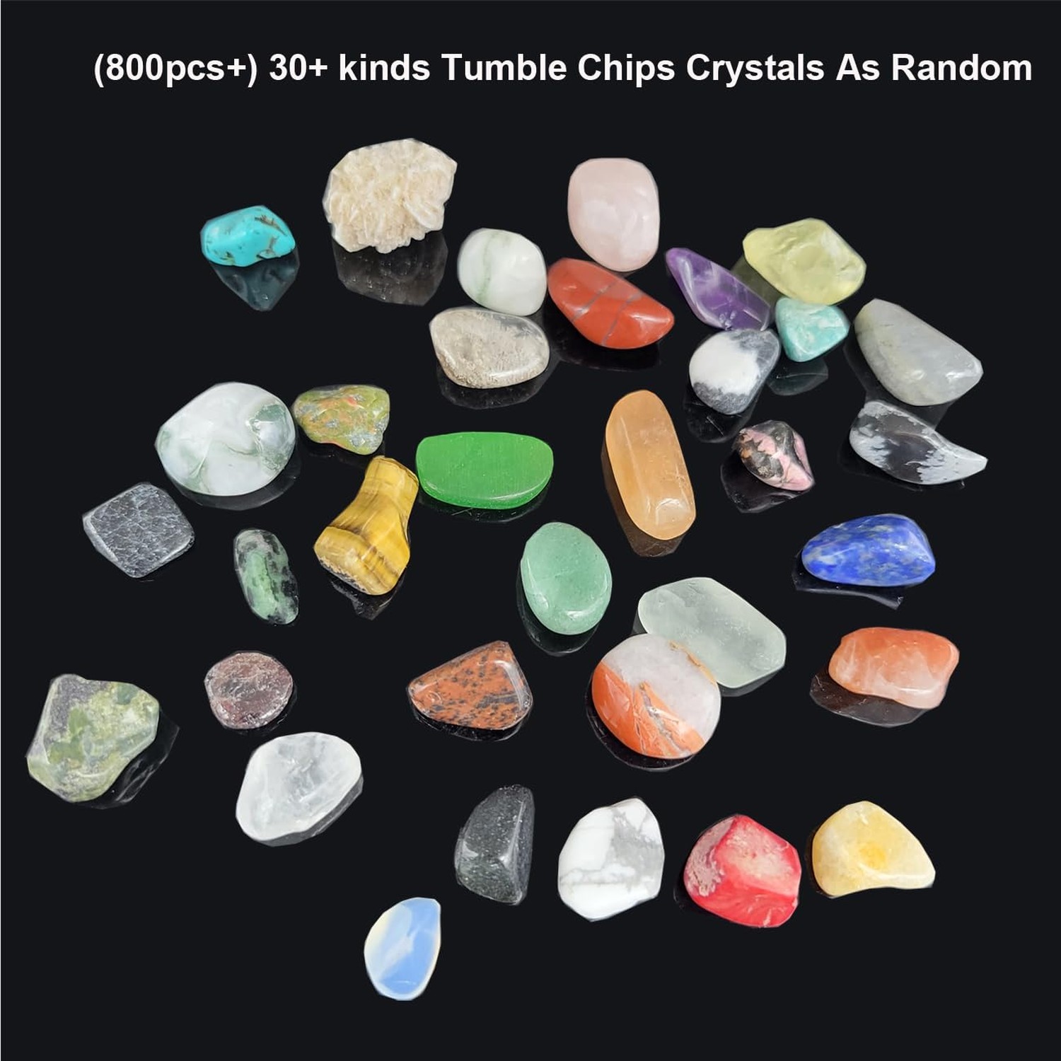 800Pcs+ (3lb) Gemstones and Crystals Set,30Kinds+ Bulk Rocks and Minerals Sci…