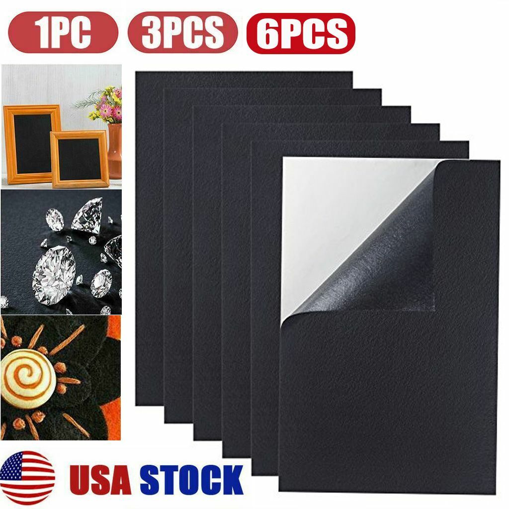 1-6PCS Black Back Felt Sheets Fabric Sticky Self-Adhesive Water Resistant Craft