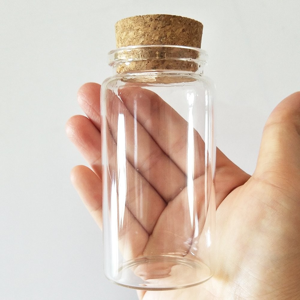 100ml Glass Storage Bottles with Cork Stopper Set of 3 Vials and Jars
