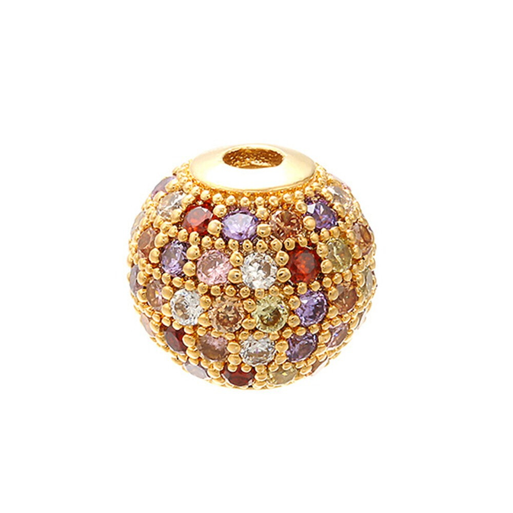 Colorful Ball Beads Zirconia Loose Spacer Beads For Jewelry Making Accessories