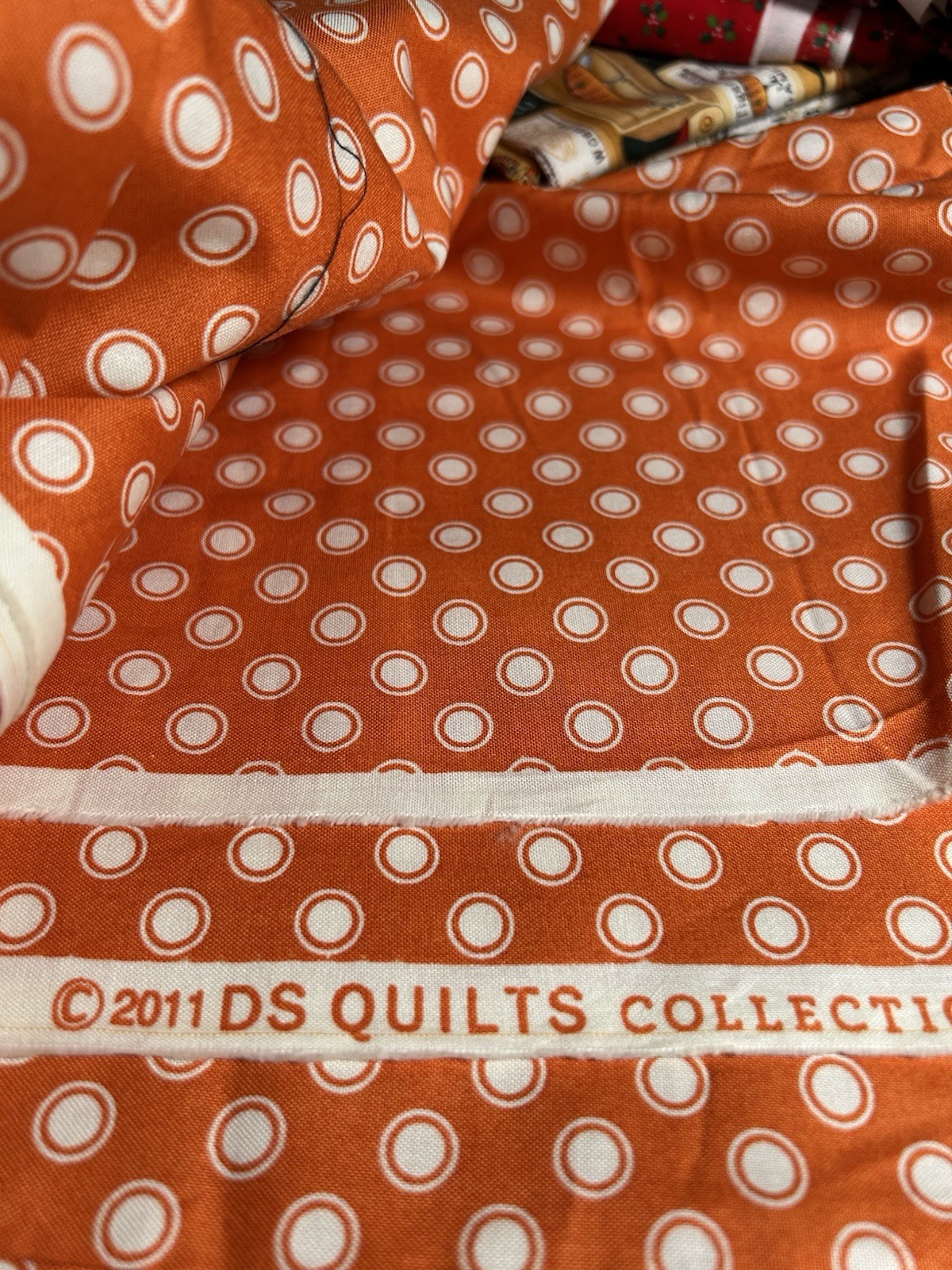 Orange Polka Dot Fabric Traditions DS Quilts Collections Cotton 2 Y x 44″ F70