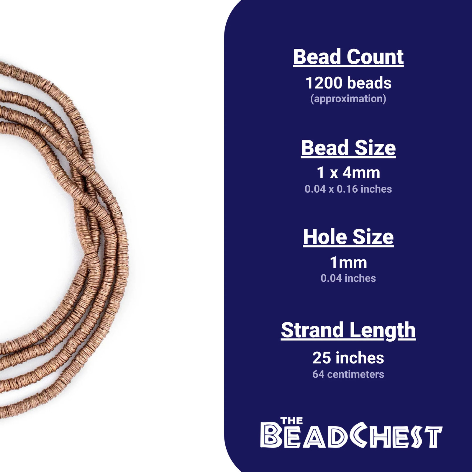 Copper Interlocking Crisp Beads 4mm 25 Inch Strand