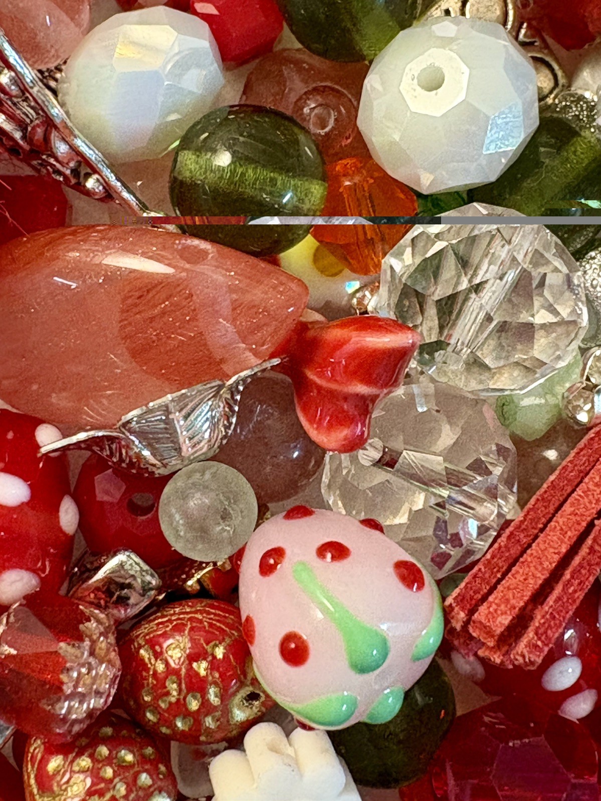 Strawberry BEAD MIX for Jewelry Making – Glass, Gemstone, Boho, Lampwork, Charms