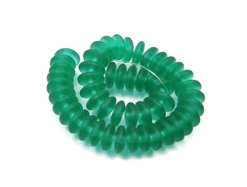 50 Czech Frosted Sea Glass Rondelle Beads Matte – Emerald 6x2mm