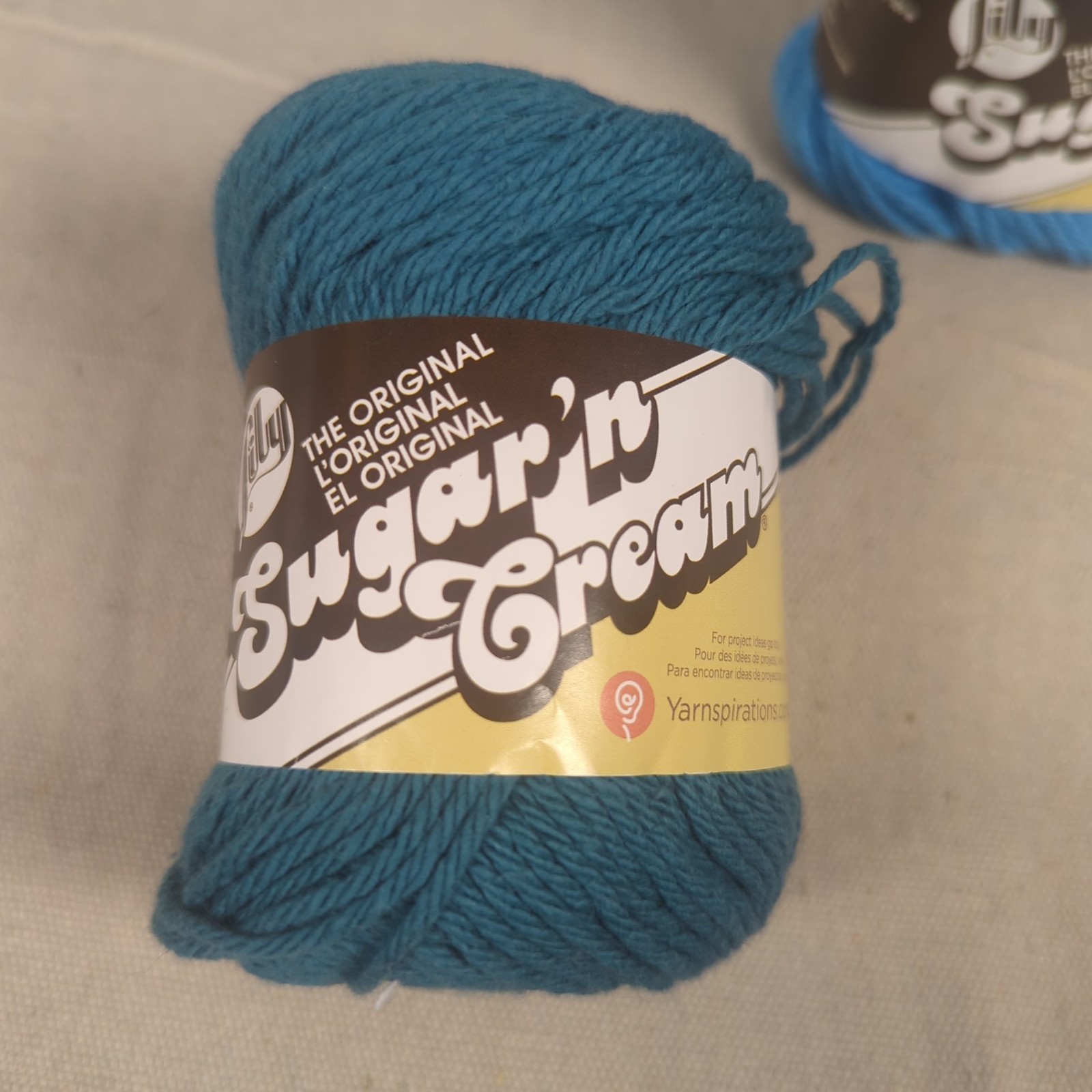 Lily Sugar ‘n Cream Cotton Yarn Blue/Green Mixed Lot 5 skein 4-ply Crochet Craft