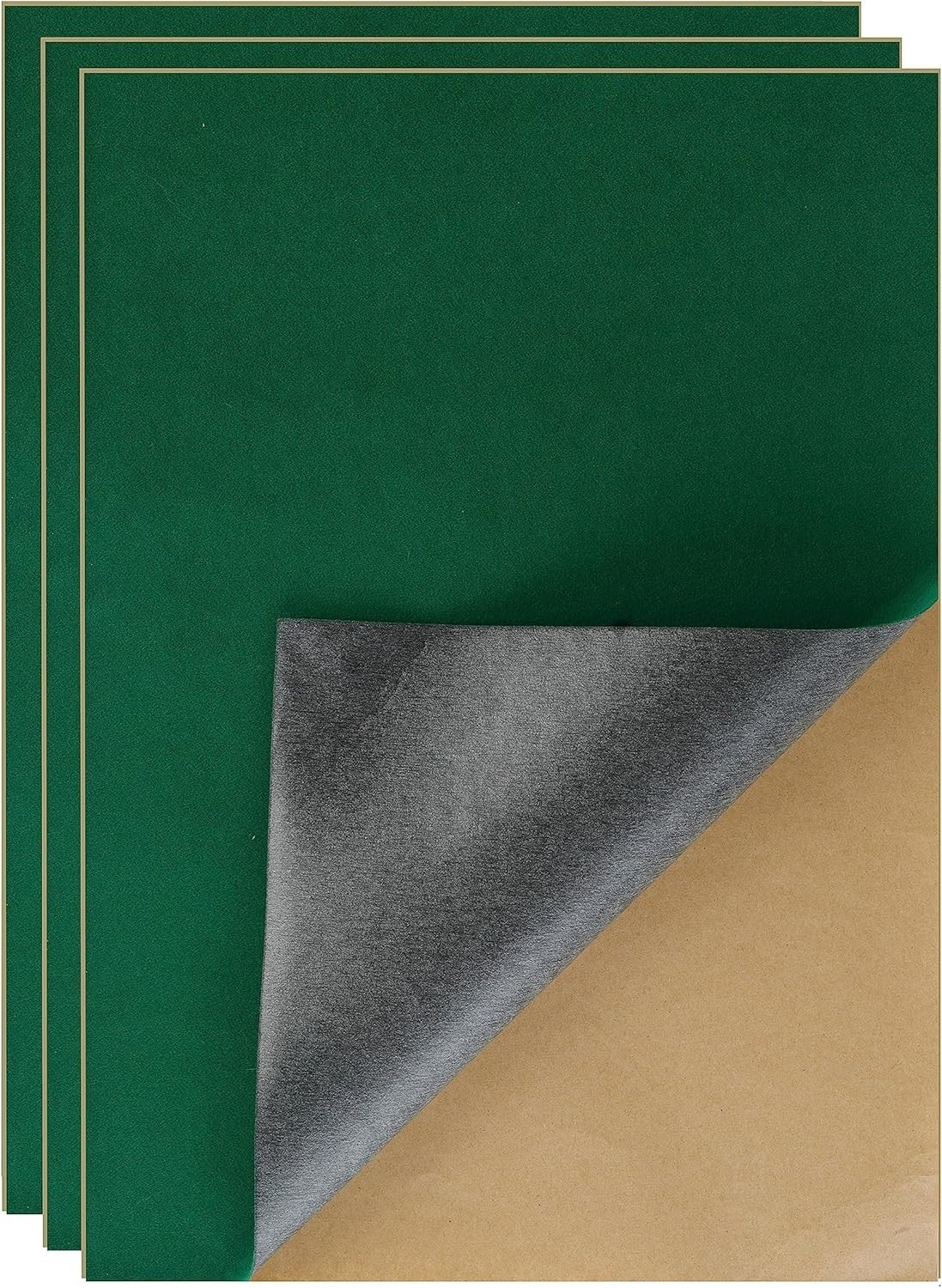 Eco-Friendly Self-Adhesive Felt Sheets, 3-Pack A4 Green Velvet for DIY Projects