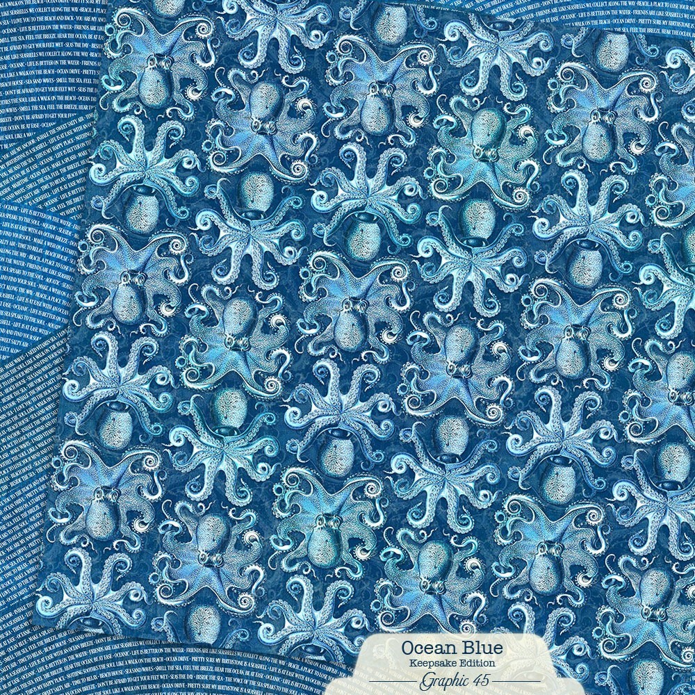 Graphic 45 OCEAN BLUE (12 Sheets) 12×12 Paper Collection *Keepsake Edition* Set