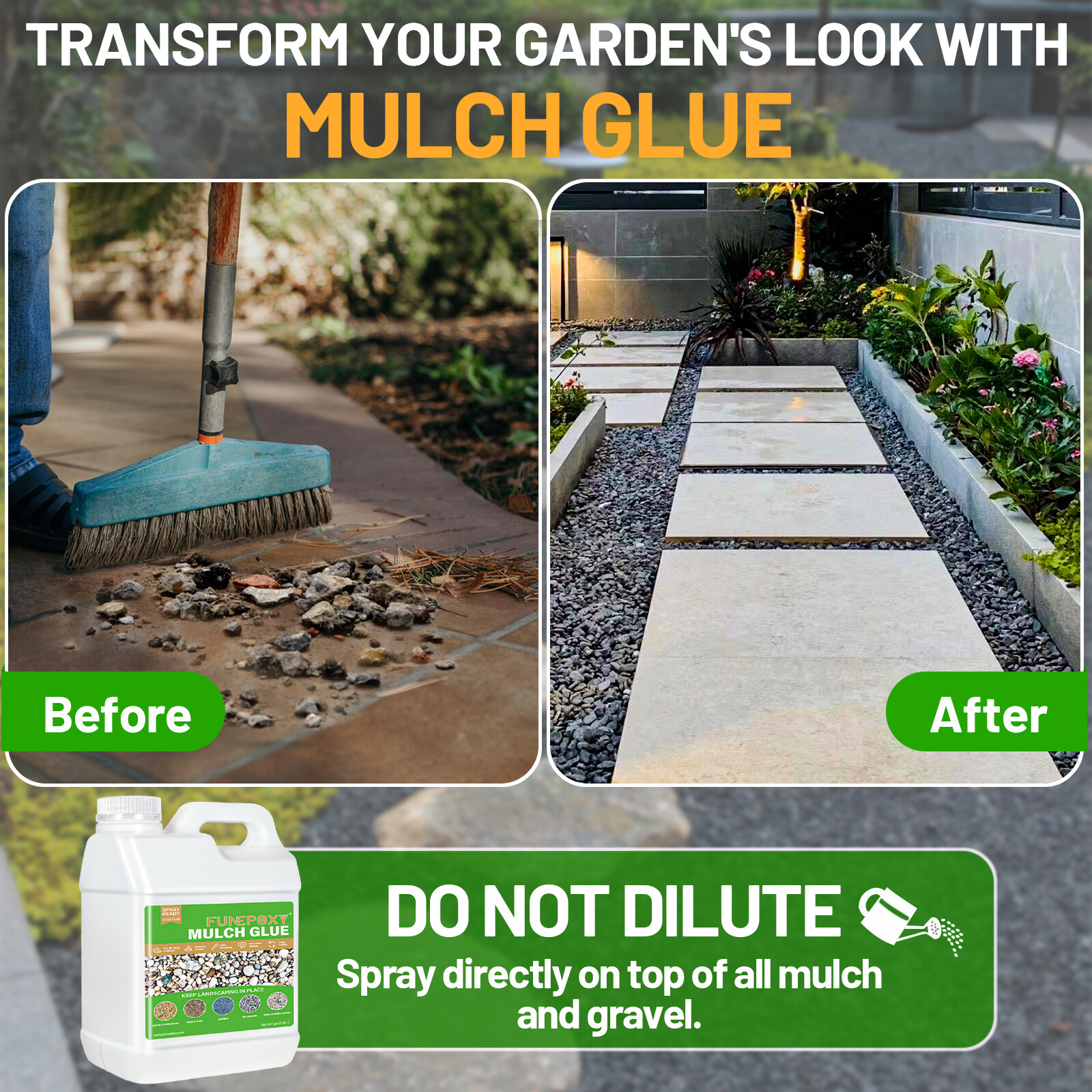 32OZ Mulch Resin or Landscaping, Rock Glue, Powerful Concentrated Sm Fast-Drying