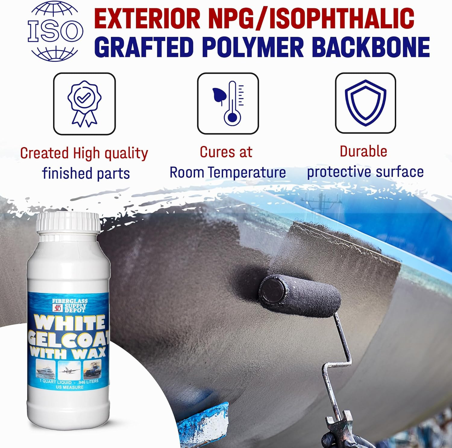 White Gelcoat with Wax – UV-Resistant for Marine & Composites