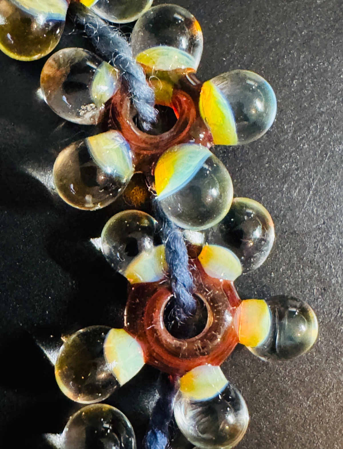 Lot 7 Vintage Artisan Lampwork Glass Beads Jewelry Making Starburst Clear 0.75″