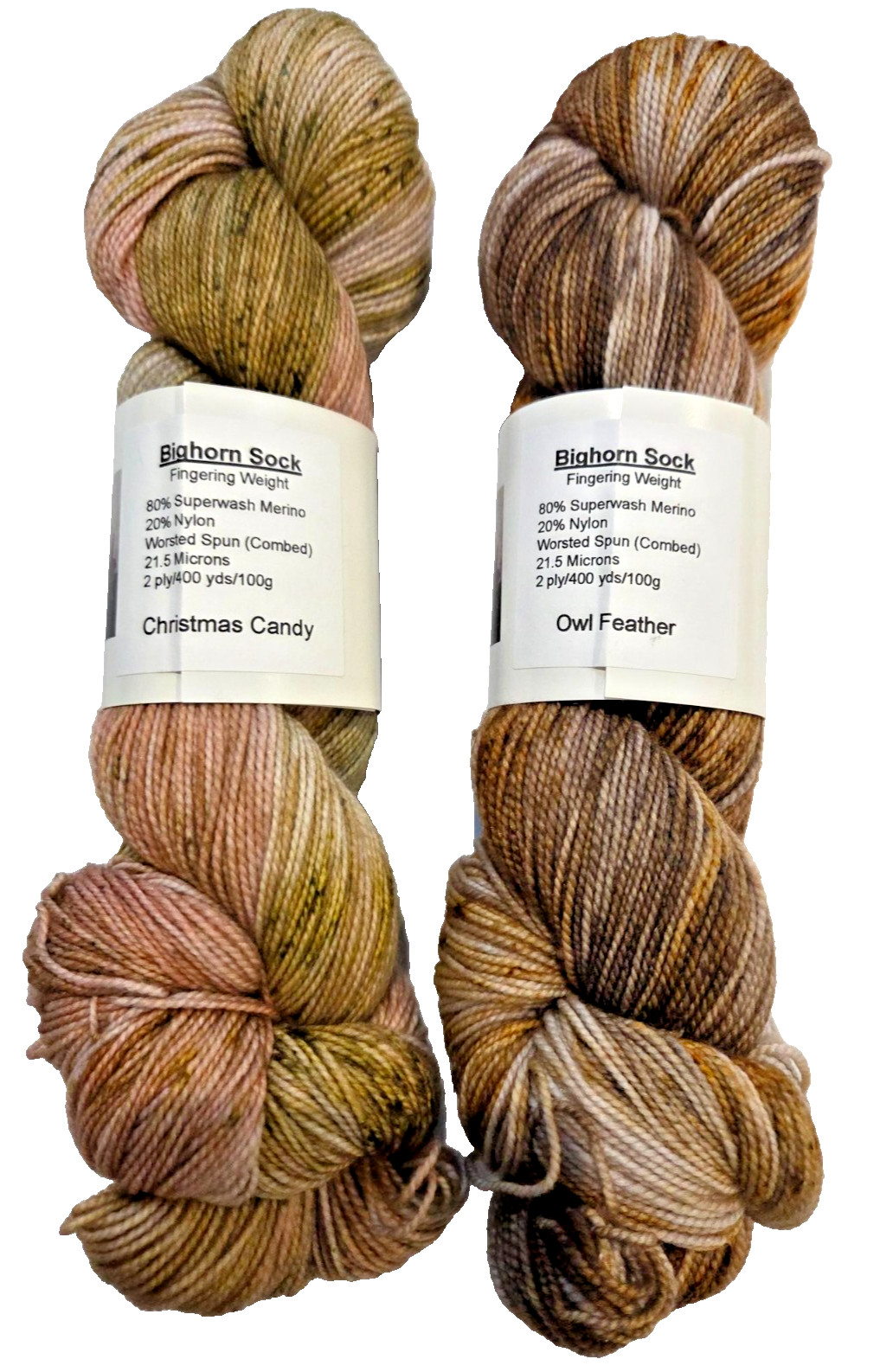 Lot of 2 fingering hand dyed yarn -Knotty Pine fiber co- DESTASH