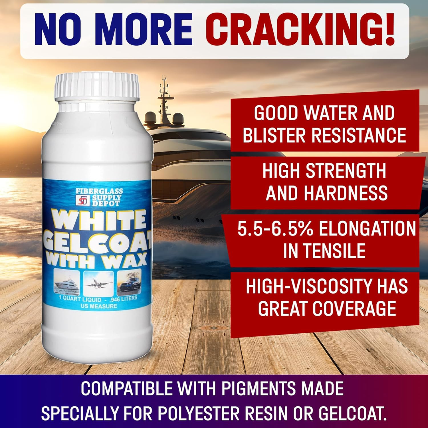 White Gelcoat with Wax – UV-Resistant for Marine & Composites