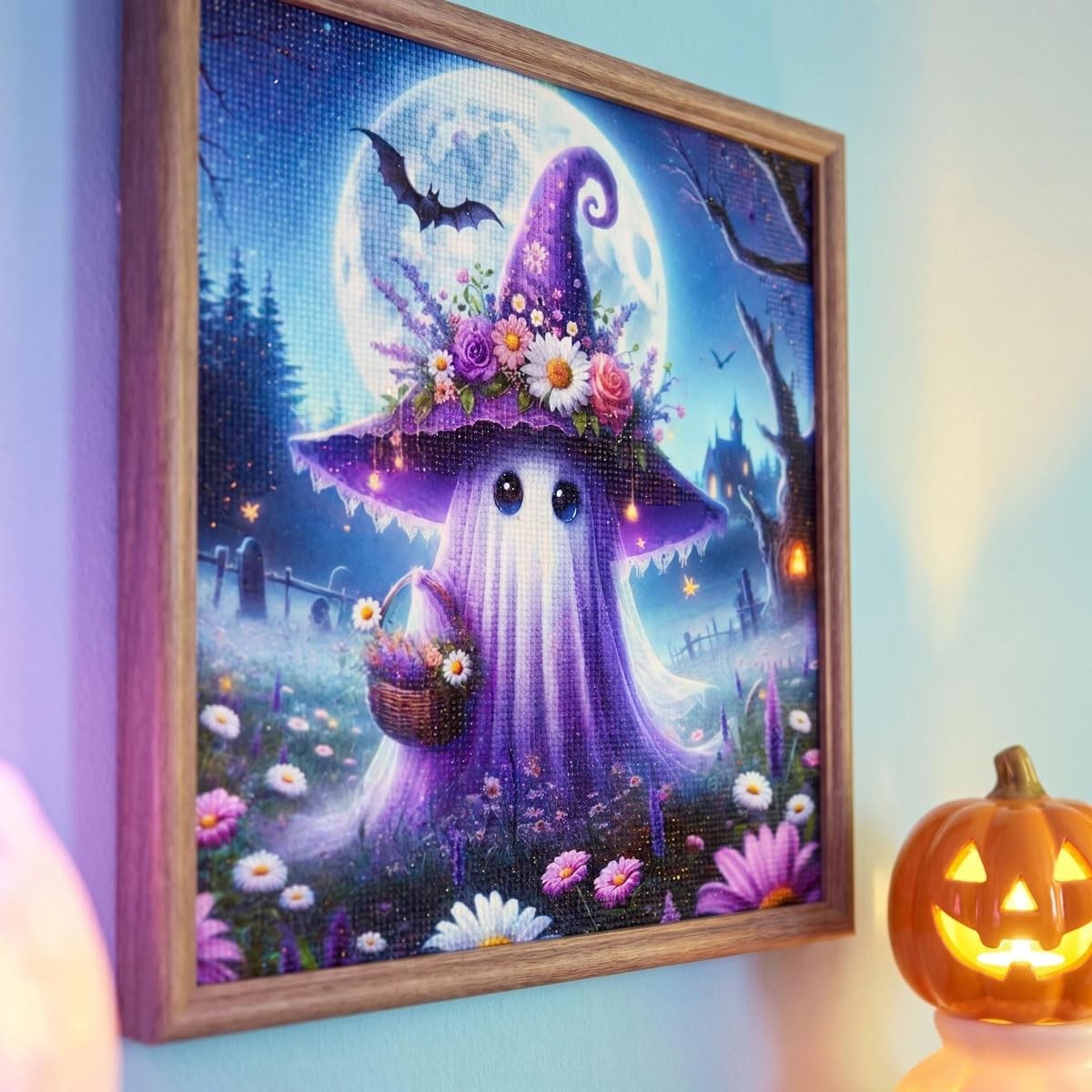 Halloween Ghost Flower Diamond Painting Kit for Adults 5D Art