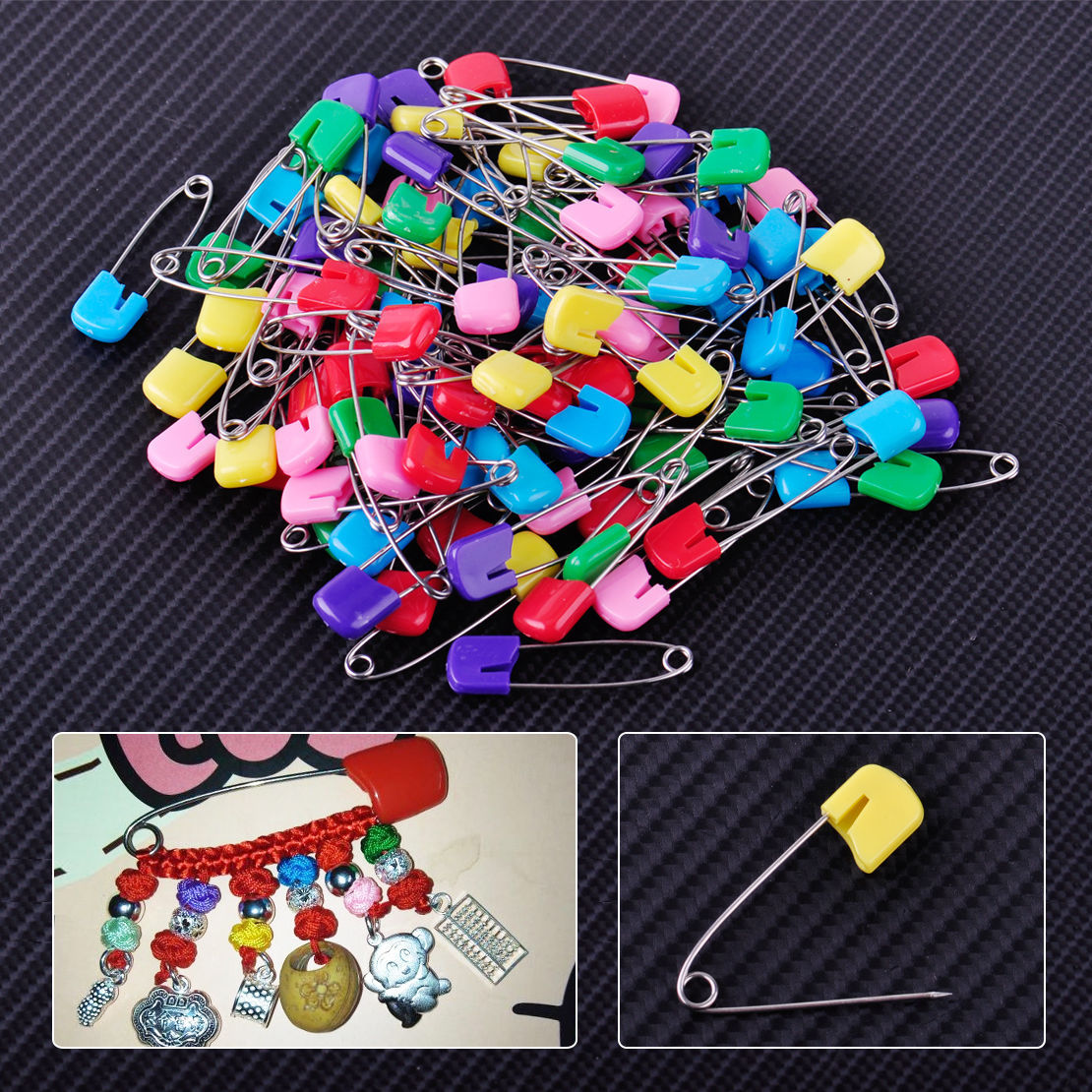 100x Head Safety Pins Locking Hold Clip Dress Cloth Nappy Diaper Craft Pins
