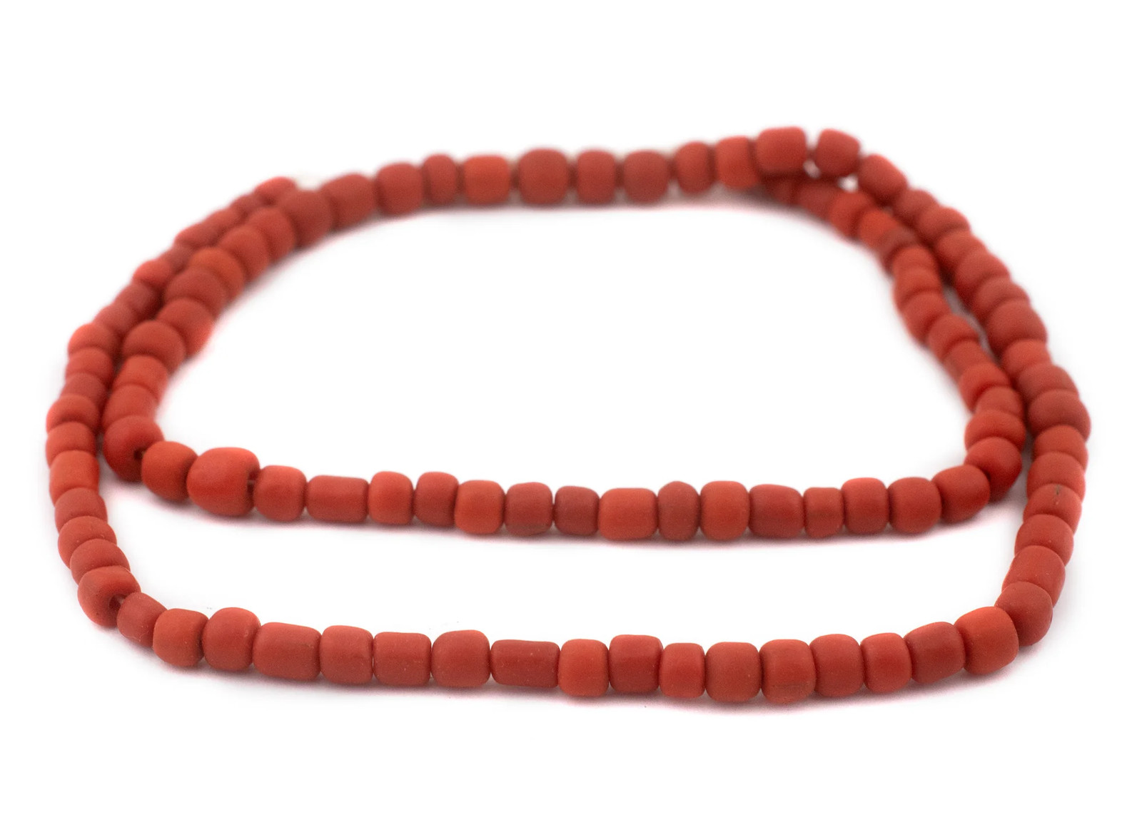 Papaya Orange Java Glass Beads 6mm Indonesia Cylinder 26 Inch Strand