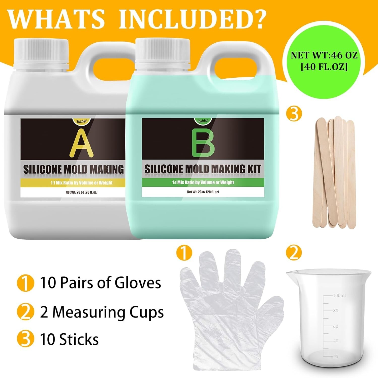 Silicone Molds Making Kit 18/46Oz Liquid Silicone Rubber For Diy Mold Making