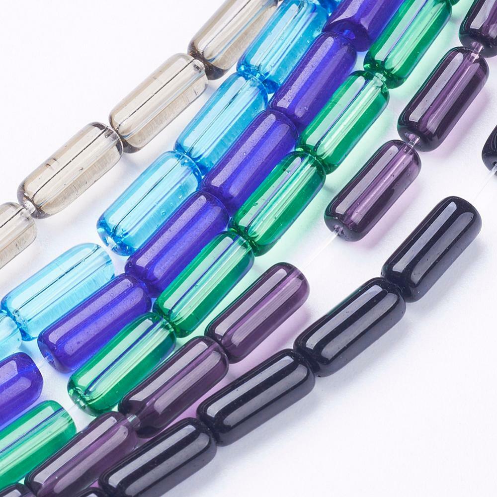 50 Glass Tube Beads 9mm Assorted Lot Mixed Colors Bulk Jewelry Supplies Mix
