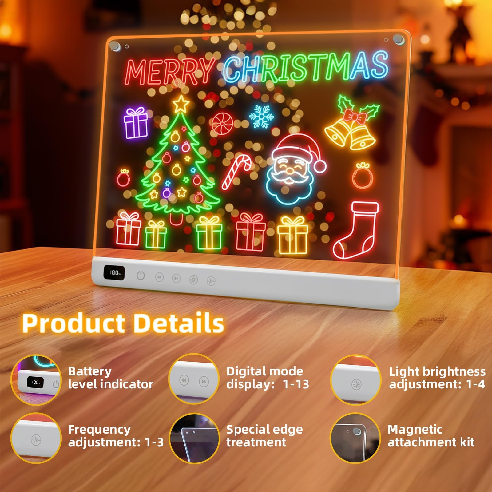 Lumiboard Led Drawing Board with 13 Light Effects, 16″ 14″W x 11″H, White