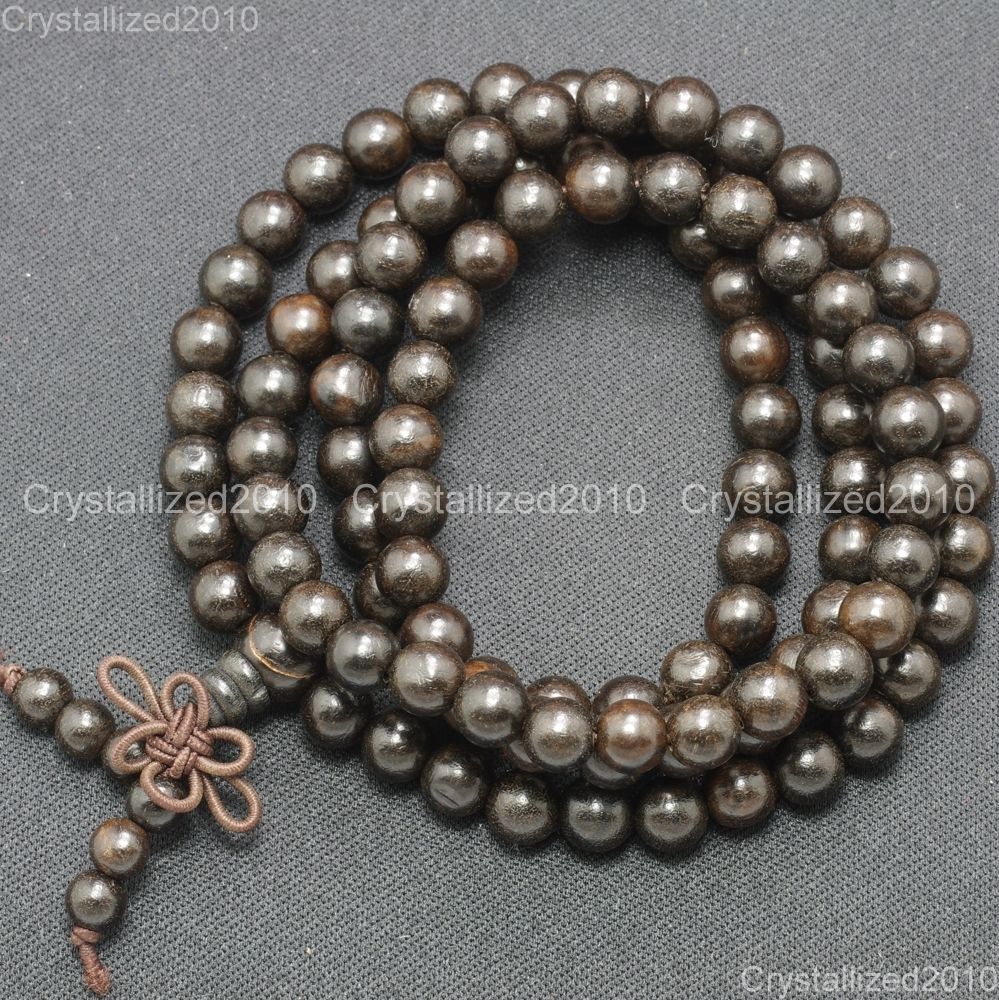 Natural Black Ebony Wood Round Ball Beads Bracelet 6mm 8mm 12mm 15mm 18mm 20mm