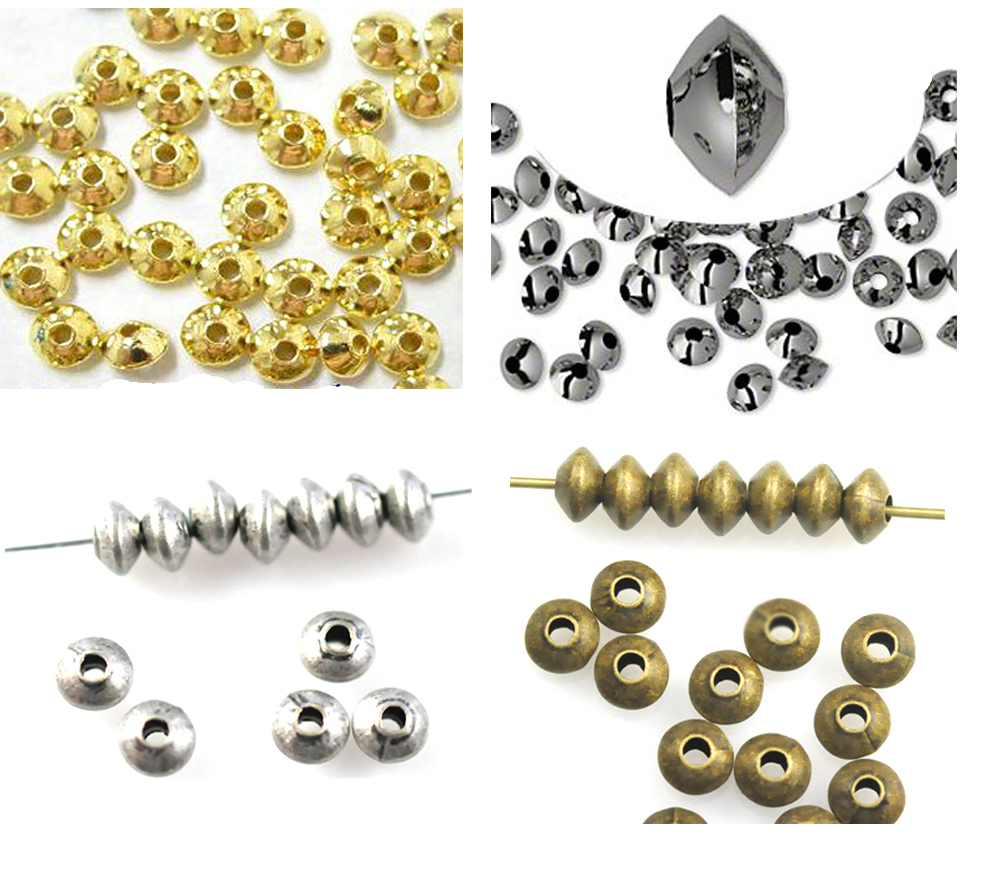 100 Metal Plated Rondelle Spacer Beads 5MM Gold Silver Gunmetal Antique Silver