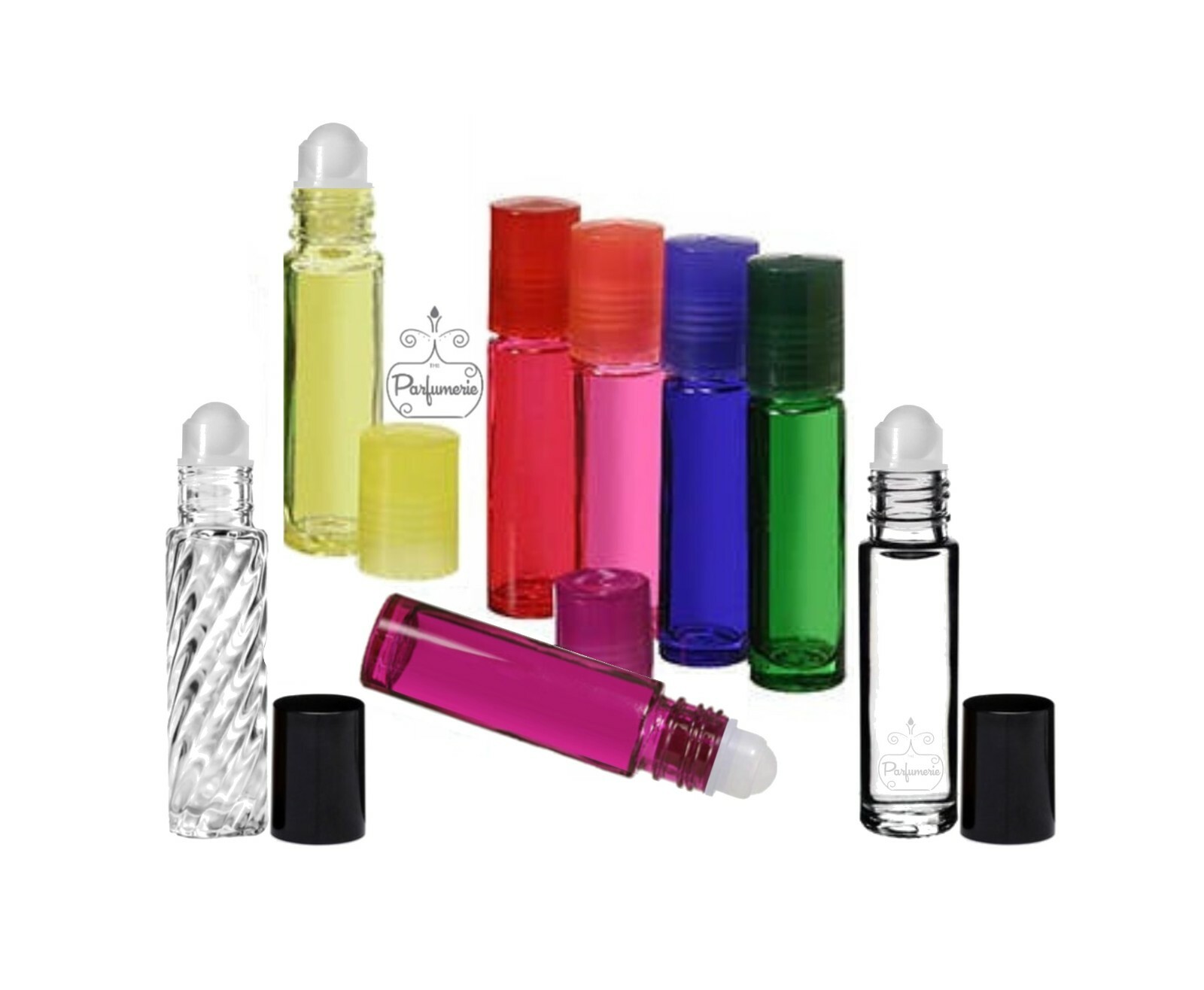 Roll on Bottle 10 ml Glass Essential Oil Roller, Lip Gloss, Aromatherapy 12 Pack