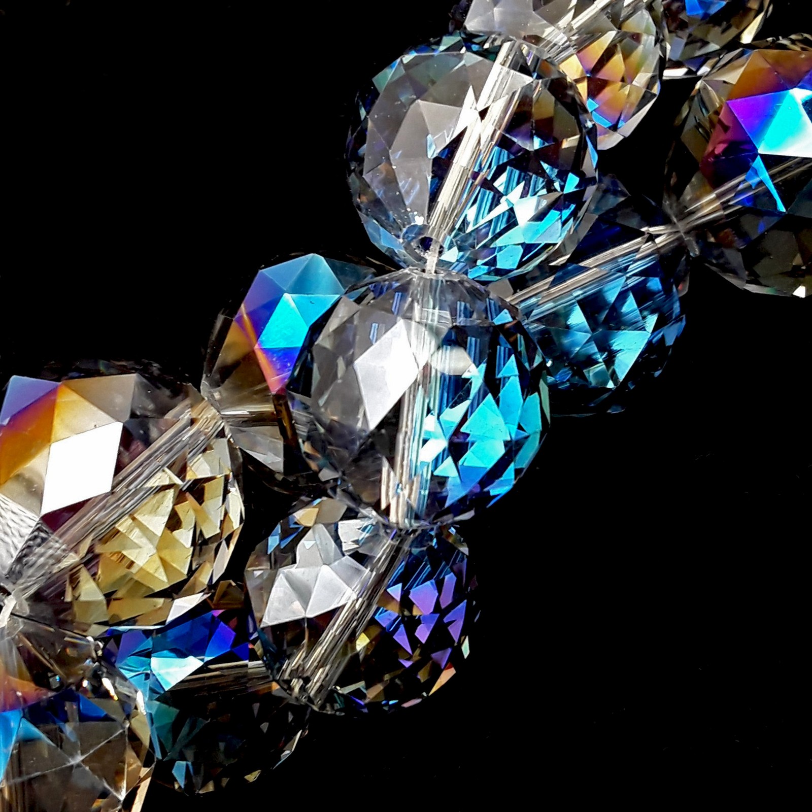 Clear Blue AB Crystal Glass Faceted Balls Chandelier Sun Catcher Beads 24mm 30mm