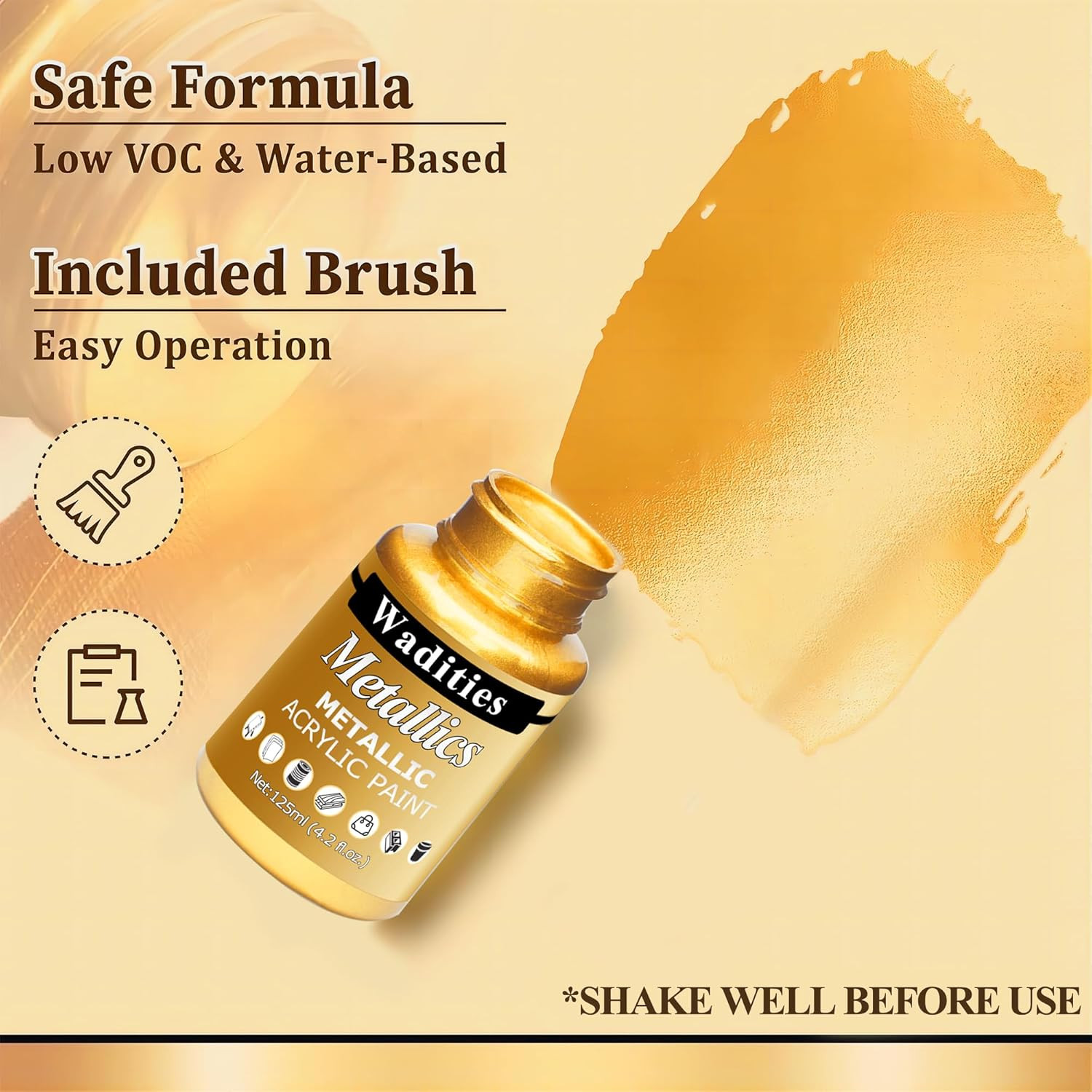 Acrylic Paint Metallic Gold, 250Ml Gold Leaf Paint for Art Painting, Ideal for C