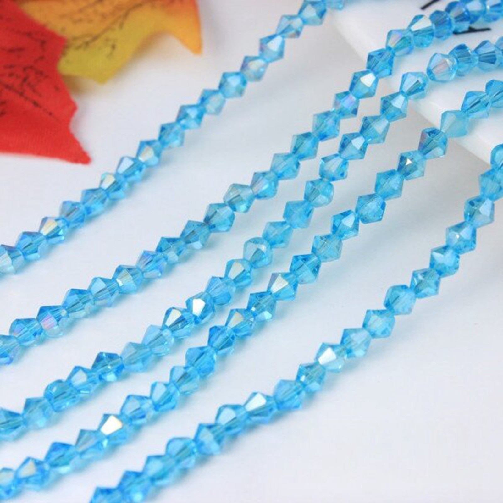 500pcs 4mm AB Coated Bicone Crystal Beads – Sparkling Luster Faceted Glass Beads