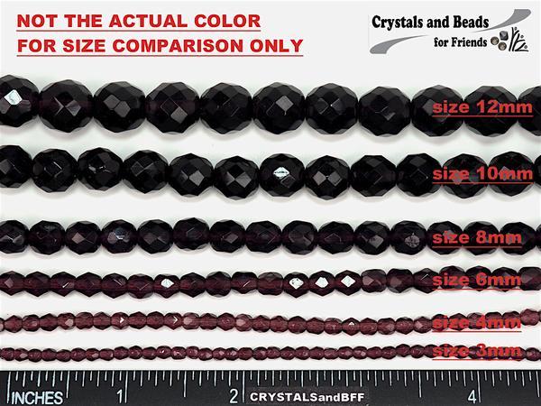Czech Fire Polished Round Faceted Glass Beads in Citrine yellow, 3-4-6-8-10mm